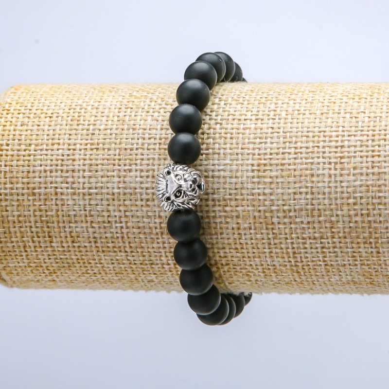 Shungite stretch bracelet (artificial), 8 mm diameter ± Lion, length 18 cm +