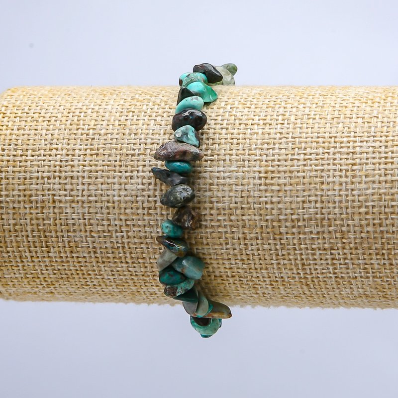 Chrysocolla Stone Bracelet on Elastic, Chip Beads, 10 mm Diameter, 18 cm Length