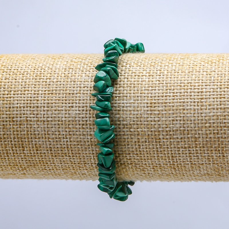 Malachite Chip Bead Bracelet, 7 mm diameter, 18 cm length