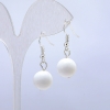 White Agate Earrings, 12mm diameter, 3 cm length