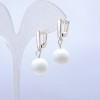 Earrings with White Agate, diameter 12 mm, length 2.5 cm