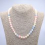 Morganite natural gemstone necklace, 8 mm diameter, 45 cm length+