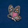 Butterfly Brooch, gold-tone metal, multicolored rhinestones, 50×60 mm +