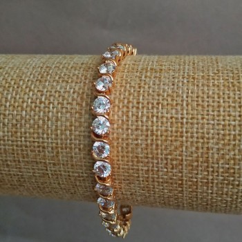 Bracelet Xuping 18K Gold Plating with White Crystals, Length 18 cm, Thickness 6 mm +