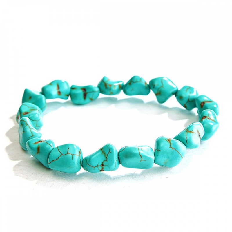 Bracelet on elastic green Turquoise (single-piece) with "tumbled" texture