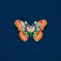 Sale! Butterfly Brooch - Gold-Toned Metal, Enamel and White Rhinestones 30×44 mm +