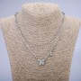 Xuping Chain with Pendant and White Crystal, Rhodium-Plated, 4 mm (+/-) and 1.7 mm (+/-) thick, 46 cm long