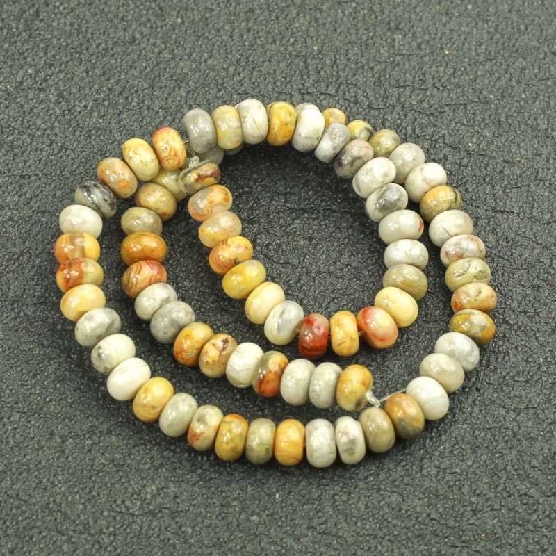 Beads on a string of natural stone Imperial Jasper, smooth rondel, 8x5 mm diameter + -, length 40 cm +
