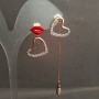 Xuping 18K Gold Plating Earrings with White Crystals and Red Enamel, Diameter 15 mm +/-, Length 66 mm +