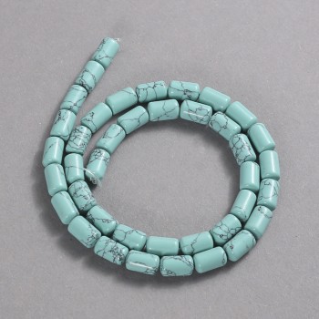 Beads Turquoise (imitation) smooth cylinder, diameter 10x6 mm ±, length 41 cm ±