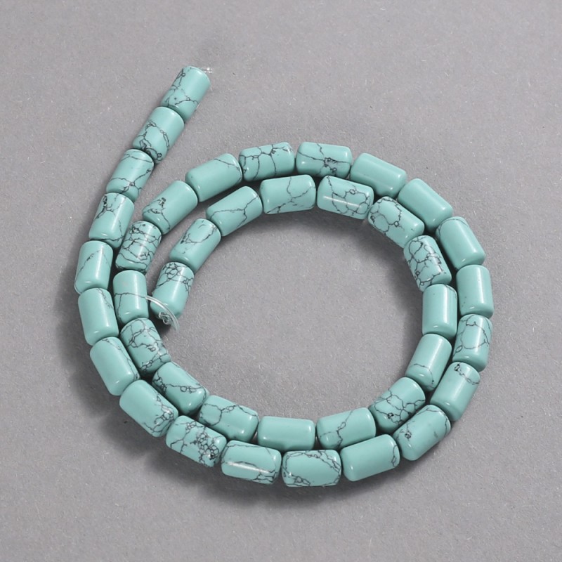 Beads Turquoise (imitation) smooth cylinder, diameter 10x6 mm ±, length 41 cm ±