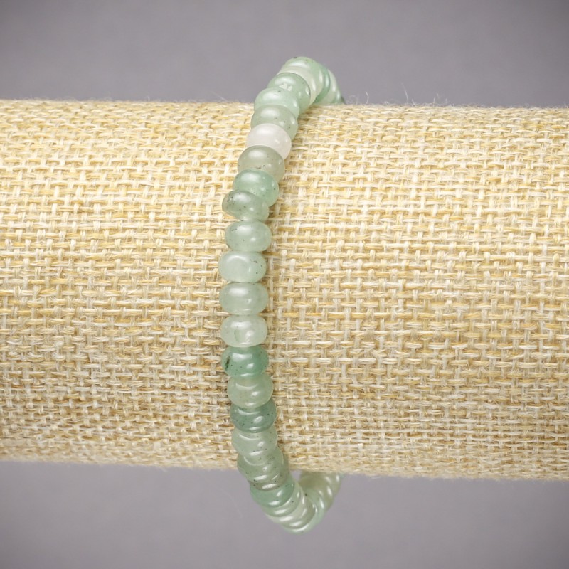Elastic bracelet with natural jade stone, smooth rondel beads, diameter 6×4 mm, length 18 cm