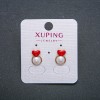 Сережки Серце Xuping Сережки пусети кульчики Позолота 18К з червоною емаллю та білою намистиною, діаметр 12х8мм +