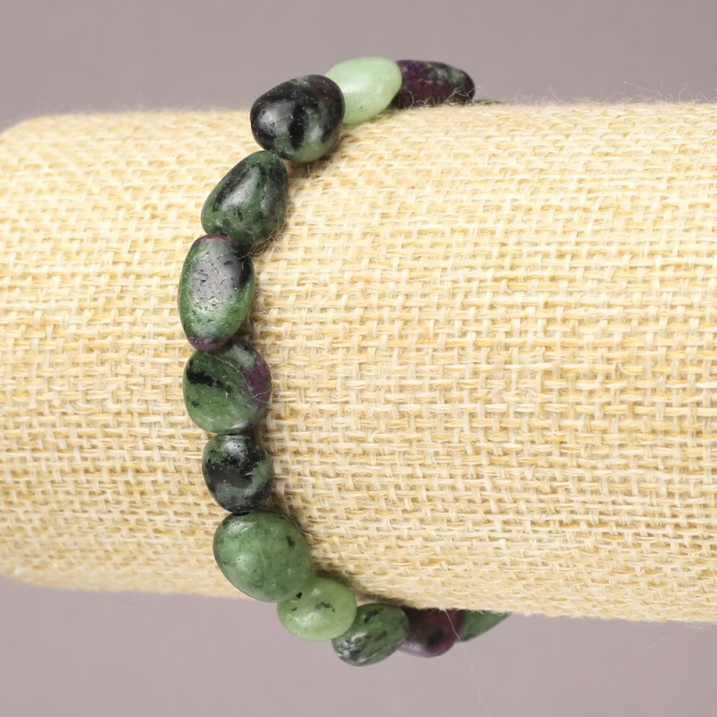 Elastic bracelet made of natural zoisite, tumbled, diameter 10x8 mm+