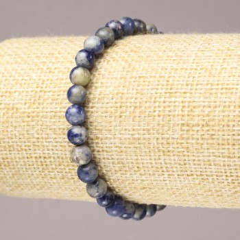 Elastic bracelet with natural sodalite, smooth beads, 6 mm diameter+