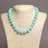 Aquamarine natural stone necklace, smooth bead, diameter about 12 mm, length about 45 cm