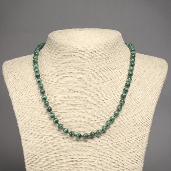Намисто з натурального каменю Малахіт гладка кулька, діаметр 6мм+-, довжина 45см+