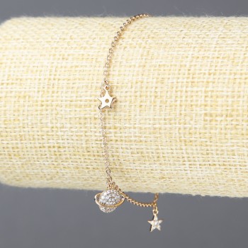 Bracelet Xuping 18K Gold Plating with White Crystals, 1.5 mm thick, length 18–22 cm