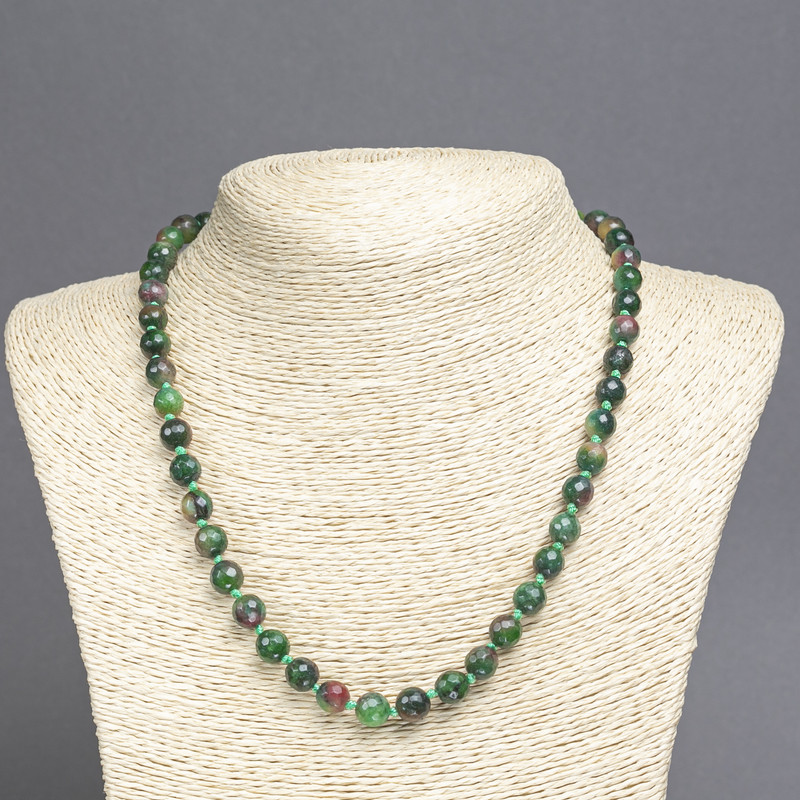 Green Jasper Necklace (faceted 8mm beads), 45 cm length
