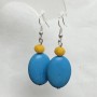 Earrings Blue Turquoise (single ) oval 18x25mm+- and glass rondelle 8x6mm+-, length 50mm+-