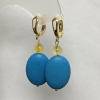 Earrings blue Turquoise (single ) oval 18x25mm+- and Citrine smooth bead 8mm+-, length 50mm+-