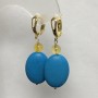 Earrings blue Turquoise (single ) oval 18x25mm+- and Citrine smooth bead 8mm+-, length 50mm+-