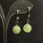 Onyx Earrings, 12 mm diameter ±, 35 mm length ±, silvery metal