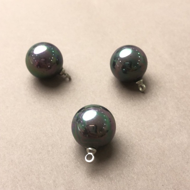 Mallorca Bead Pendant Gray Gasoline 12mm, 1pc