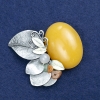 Sale! Twig Brooch with Amber and Assorted Stones, Silver-Colored Metal 60x50mm +