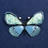 Sale! Silvery metal and enamel butterfly brooch 70x40 mm +