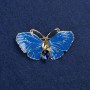 Butterfly Brooch in Golden Metal, Enamel and Crystals, 50x27 mm +