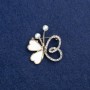 Sale! Butterfly Brooch Gold-Tone Metal, Mother-of-Pearl, Beads and Rhinestones 32×30 mm +