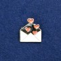 Brooch 'Envelope' gold-tone metal and enamel 20x24mm +
