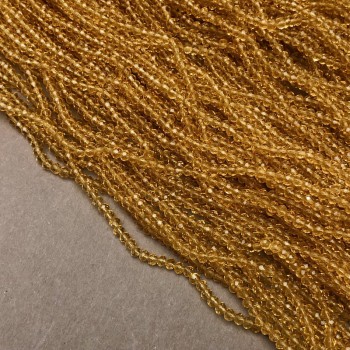 Beads Czech Crystal on thread honey-yellow transparent faceted rondelle, diameter 3x2.5 mm + -, length 36 cm +