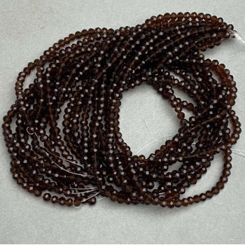 Beads Czech Crystal on a beading thread brown transparent faceted rondelle, diameter 3.5×3 mm, length 32 cm