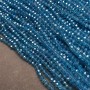 Beads Czech Crystal on Thread, Blue-Green Transparent with Gasoline Effect, Faceted Rondelles, Diameter 3.5×3 mm, Length 36–38 cm
