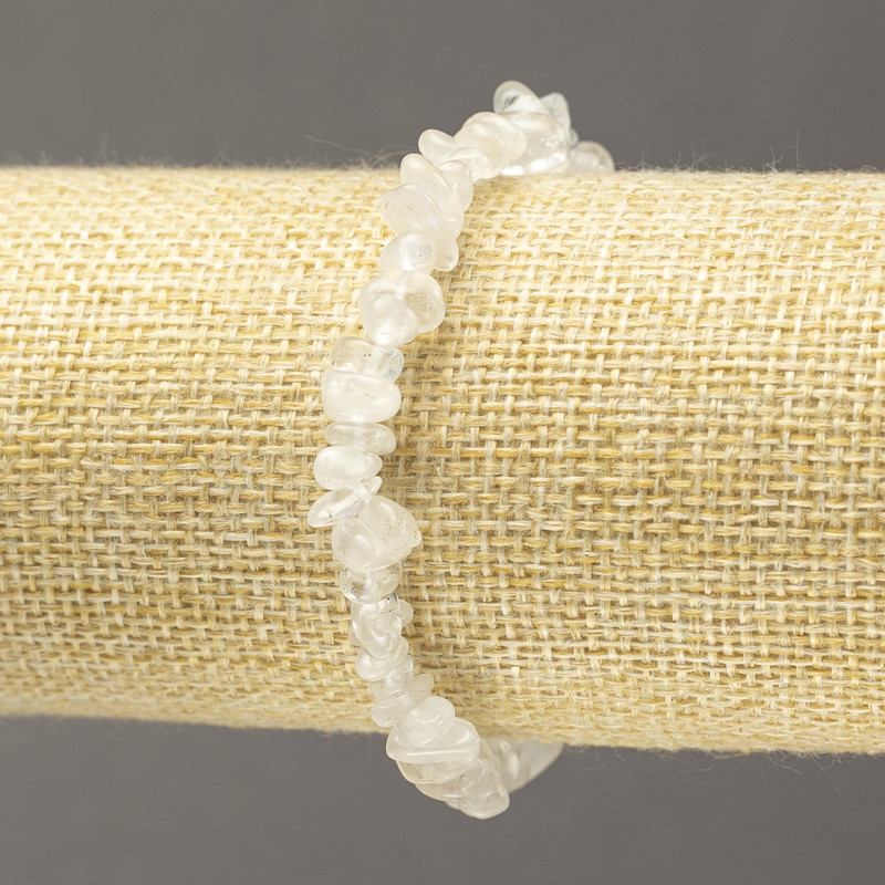 Elastic bracelet with natural adularia chips 8x3 mm