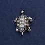 Turtle Brooch silver-toned metal and crystals 40x23mm +
