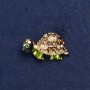 Brooch 'Turtle' gold-tone metal, enamel and rhinestones 40x23mm +