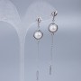 Xuping Stud Earrings with Mallorca Bead, 8 mm Diameter, 7.5 cm Length, Rhodium-plated