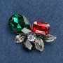 Leafy Brooch in Silver-Tone Metal with Crystals 55x35 mm +