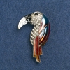 Toucan Brooch in Gold-Tone Metal, Enamel, and Crystals 36x16 mm +
