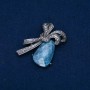 Accent Brooch with Aquarium Effect 50x35 mm Silvery Metal