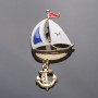 Sailboat Brooch with Colorful Enamel 6x3 cm