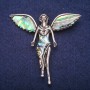 Brooch Angel with Halioitis Inlay, Silver-Colored Metal 59×60 mm