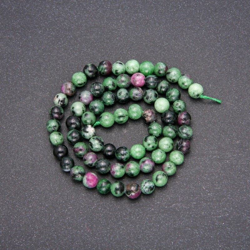 Beads of natural Zoisite, smooth round beads, 6 mm diameter, 38 cm length