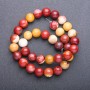 Beads of natural Mookaite Jasper, smooth round beads, diameter 10.5 mm, 38 cm strand