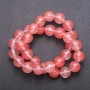 Pink Chalcedony natural stone beads on thread, smooth round bead, diameter 12 mm, length 37 cm