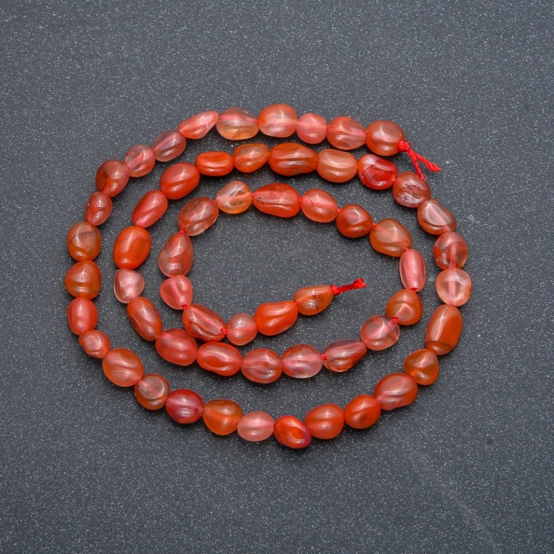 Sardonyx faceted beads on thread, natural stone, 8x6mm diameter, length 40 cm +