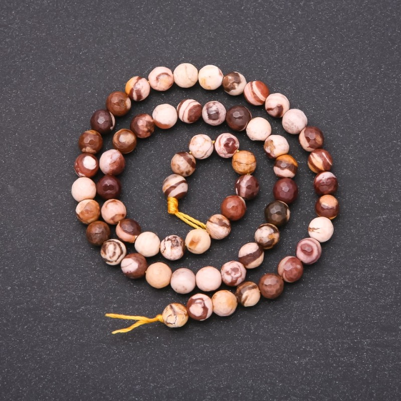 Jasper natural stone bead strand, faceted round beads, 6 mm diameter (+/-), length 38 cm